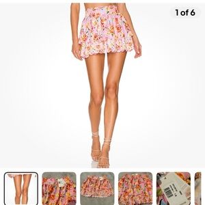 Agua Bendita Pink Orange Skater Mini Skirt